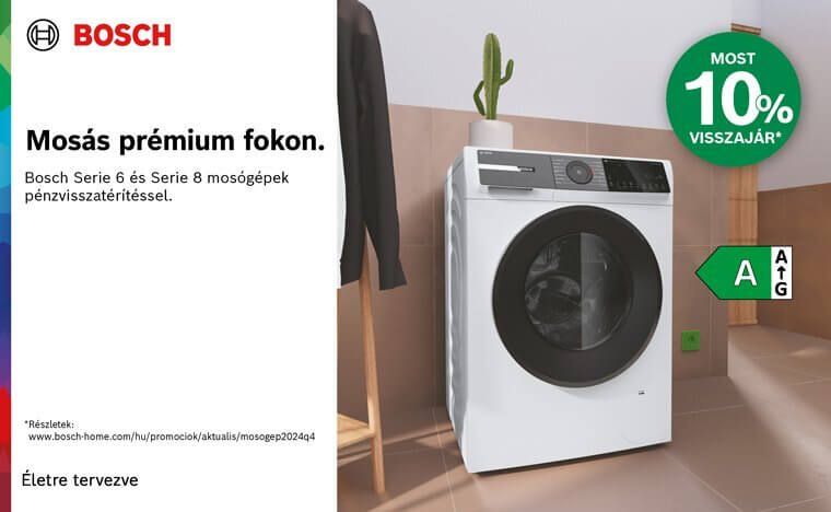 10% pénzvisszatérítés a Bosch elöltöltős mosógépekre! /regisztrációhoz kötött/