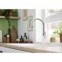 Blanco CARENA-S Vario Silgranit mosogató csaptelep, rejtett, kihúzható, kétféle sugaras zuhanyfej, ívelt, magas kifolyó, magasan elhelyezett kezelőkar /fehér/