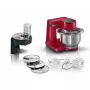 Bosch MUMS2ER01 konyhai robotgép, piros, 3d-s keverés, dagasztókar, keverőszár, habverő, 3 féle szeletelő és reszelőkorong, 700 w