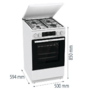 Gorenje GK5C64WH kombinált tűzhely, fehér, 50 cm, 70 l, airfry, teleszkópos sütősín, gyors előmelegítés, aquaclean tisztítás, fém tető