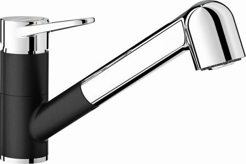 Blanco WEGA-S II Silgranit mosogató csaptelep, kihúzható zuhanyfejjel, kétállású zuhany funkció, felső karos /fekete/