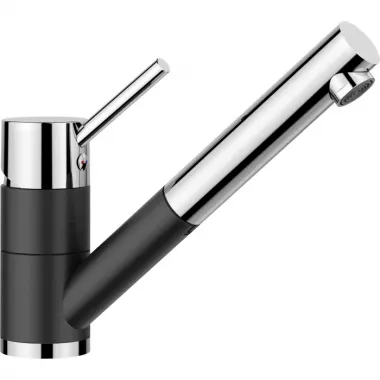 Blanco Antas-S Silgranit zuhanyfejes csap, egyenes vonalú design, kompakt mosogatókhoz is, kihúzható csapfej /fekete/