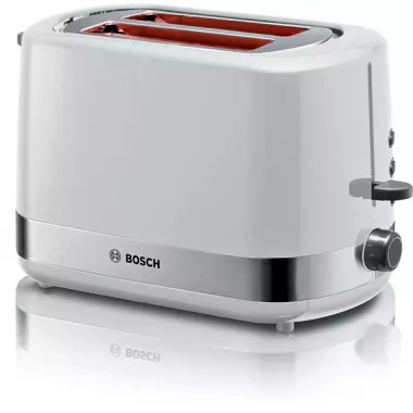 Bosch TAT6A511 kenyérpirító, fehér, fokozatmentes teljesítményszabályzó, kiolvasztás, melegítés, 800 w