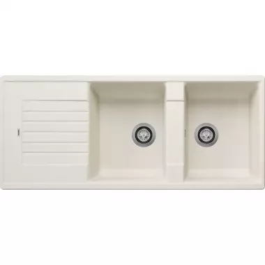 Blanco Zia 8 S Silgranit mosogató, modern design, keskeny keret, kétmedencés mosogató, elforgatva is beépíthető /törtfehér/
