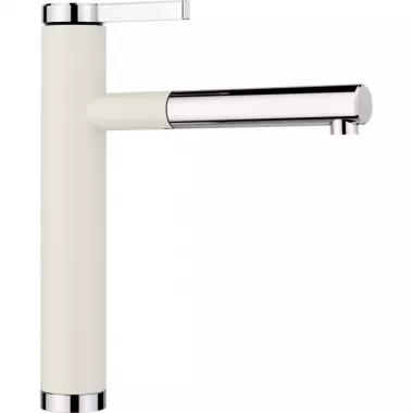 Blanco LINEE-S Silgranit mosogató csaptelep, kihúzható csapfejjel, fémbevonatú zuhanycső, magasnyomású /törtfehér/