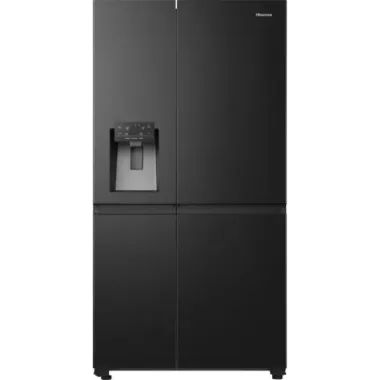Hisense RS818N4TFC side-by-side hűtőszekrény, fekete, nofrost, multi air flow system, jég- és vízadagoló, supercool, wi-fi, 179 cm, 417/215 l