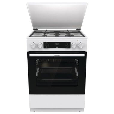 Gorenje GKS6C71WF kombinált tűzhely, fehér, 60 cm, extrasteam gőzfunkció, airfry, teleszkópos sütősín, aquaclean, led kijelző, fém tető